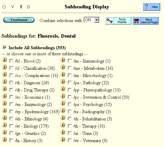 Subheadings for: Fluorosis, Dental