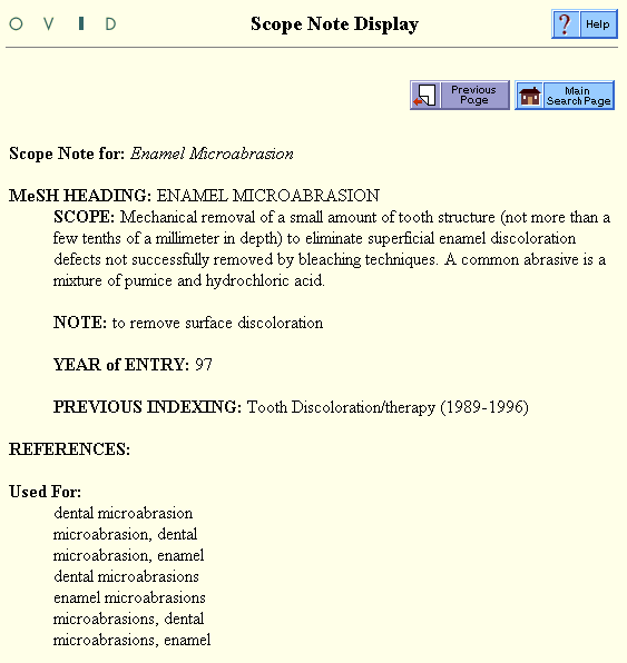 Scope Note for: Enamel Microabrasion