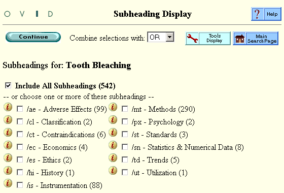 Subheadings for: Tooth Bleaching